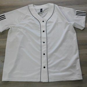 Adidas 3 stripe mesh baseball jersey snap buttons 2XL